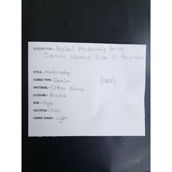 Isabel Maternity Womens Size 10 Denim Overalls Raw Hem Slim Fit Light Wash - Picture 9 of 9